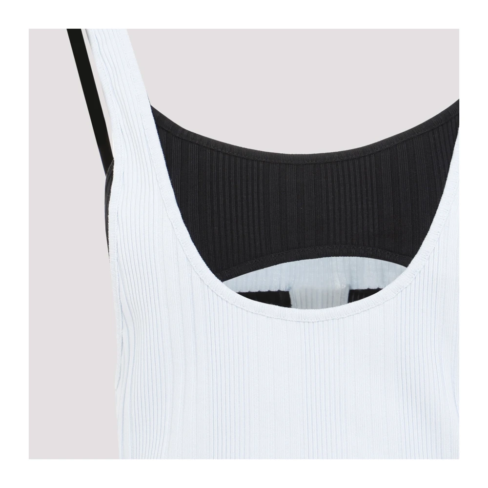 The Attico Geribbeld Jersey Tanktop Blue Dames