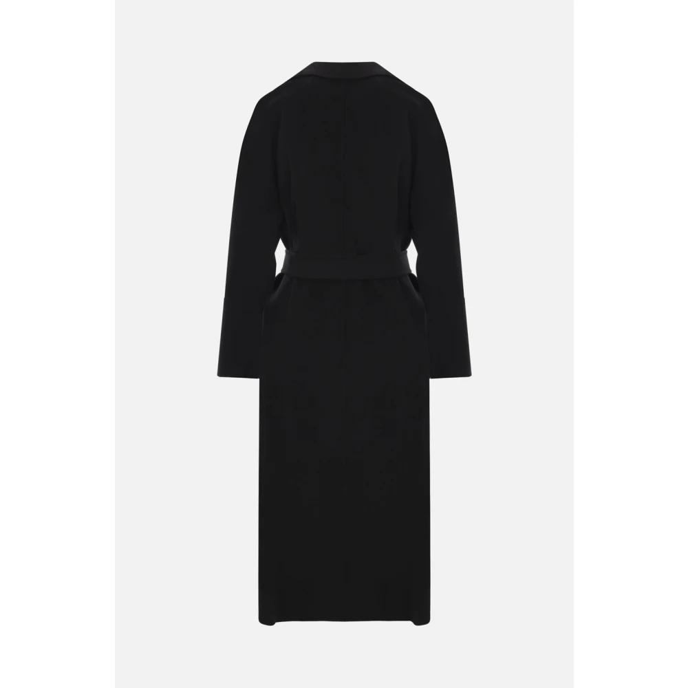 Max Mara Zwarte wollen overjas met klassieke revers Black Dames