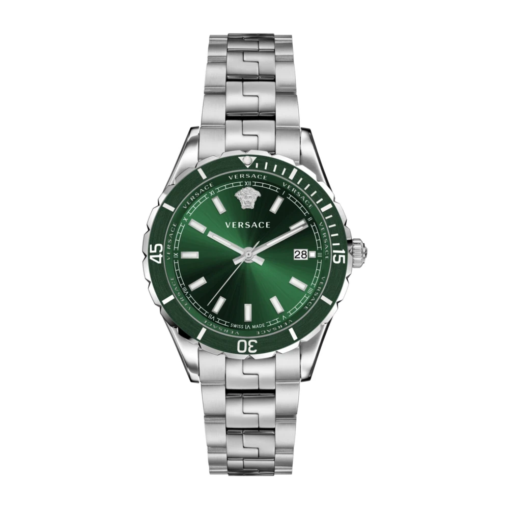 Versace Men's Gray Hellenyium Watch Green Dial - Watches - One Size - Accessories
