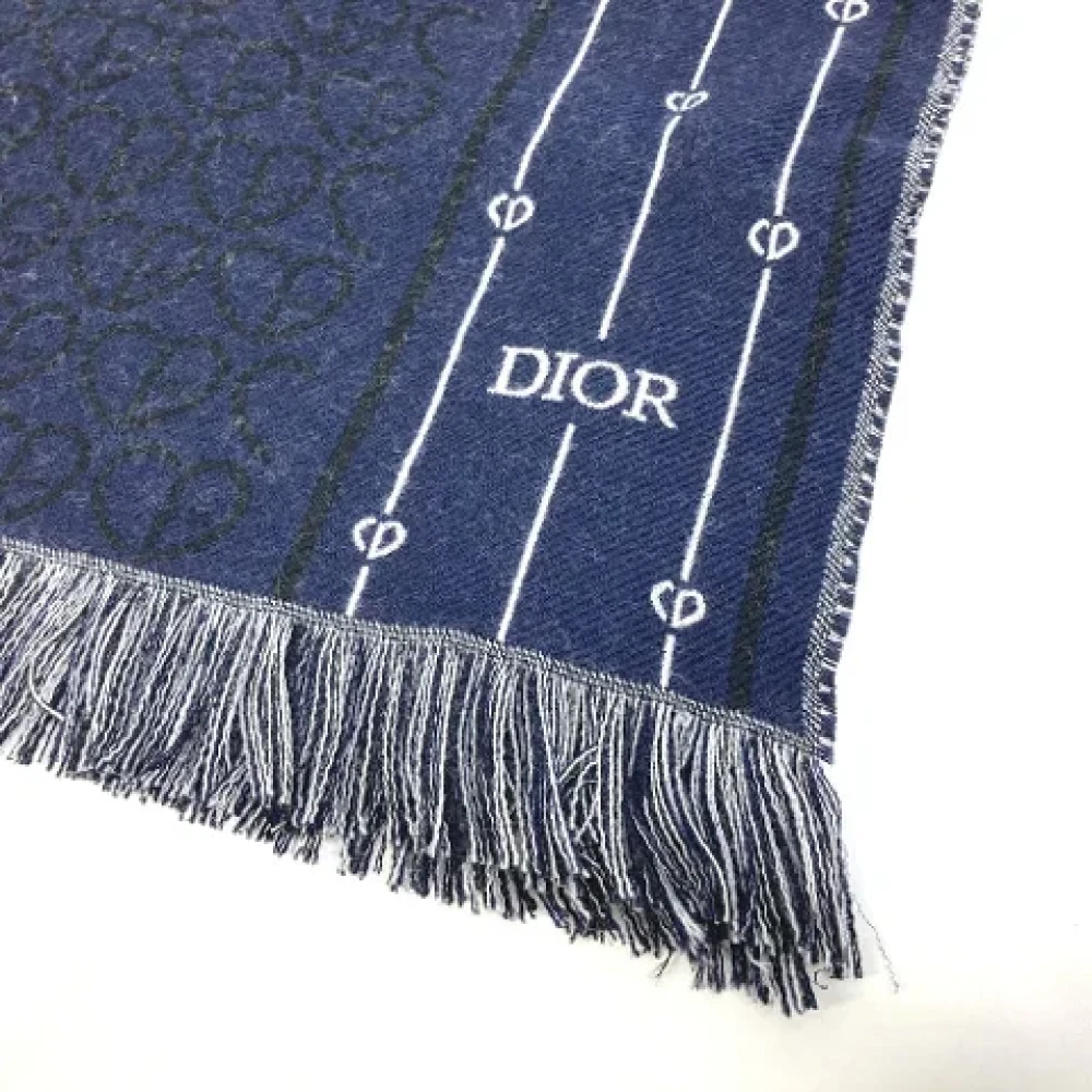 Dior Vintage Pre-owned Wool scarves Blue Dames