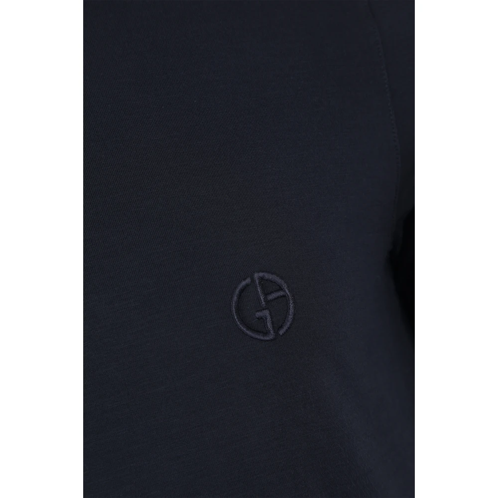 Giorgio Armani Blauw T-shirt met Logo Borduurwerk Blue Heren