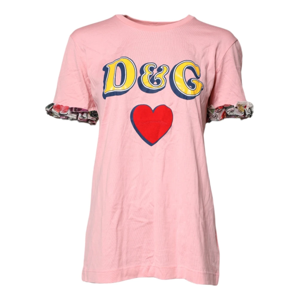 Dolce & Gabbana Rosa Logo Print Crew Neck Tee