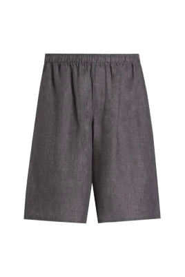 Mörkgrå Linne Bermuda Shorts