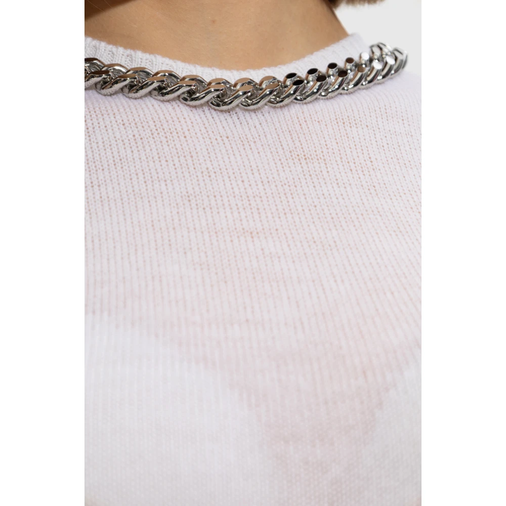 Stella Mccartney Trui met decoratieve ketting bij de halslijn White Dames