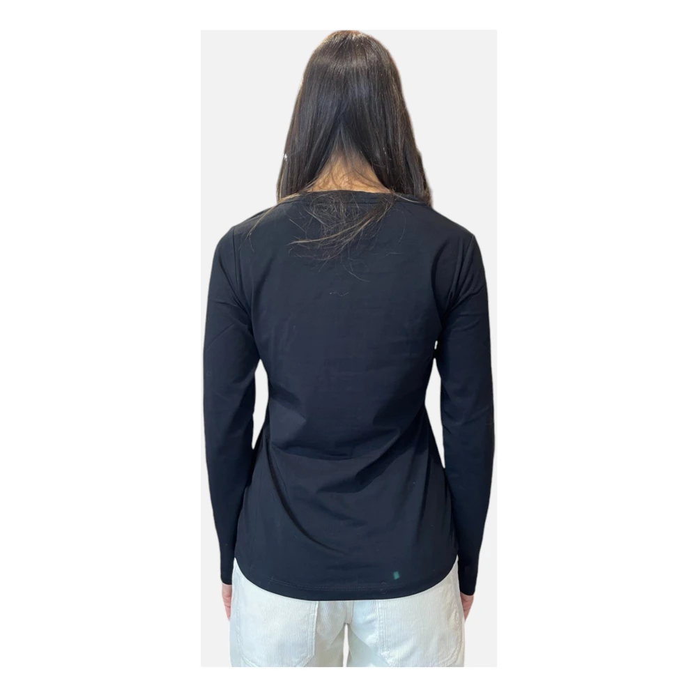 Liu Jo Stijlvol Logo Sweater met Strass Black Dames