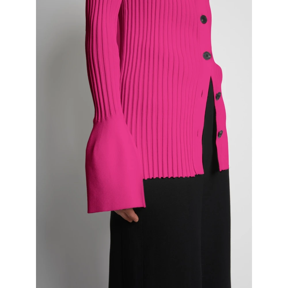 Proenza Schouler Ribgebreide Gekraagde Vest Pink Dames