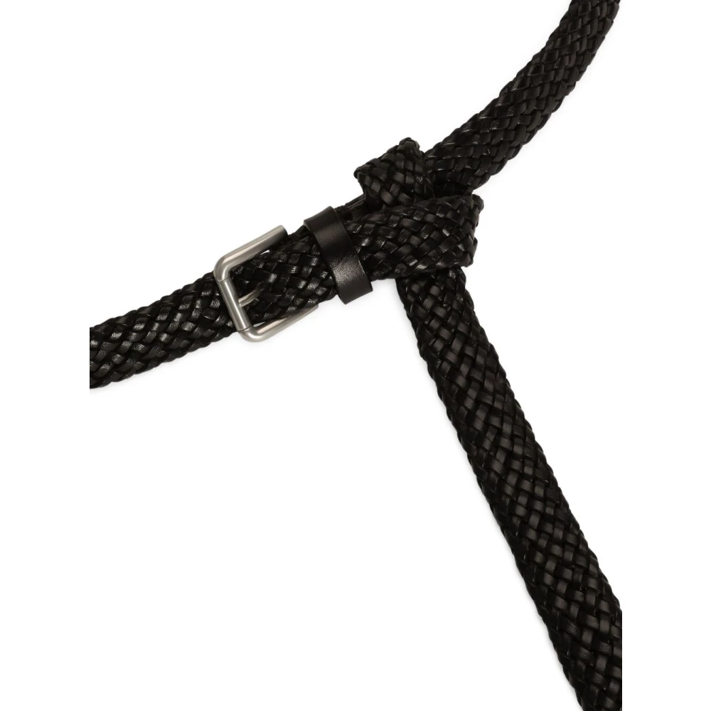 Dolce & Gabbana Zwarte Gevlochten Rechte Riemen Black Heren