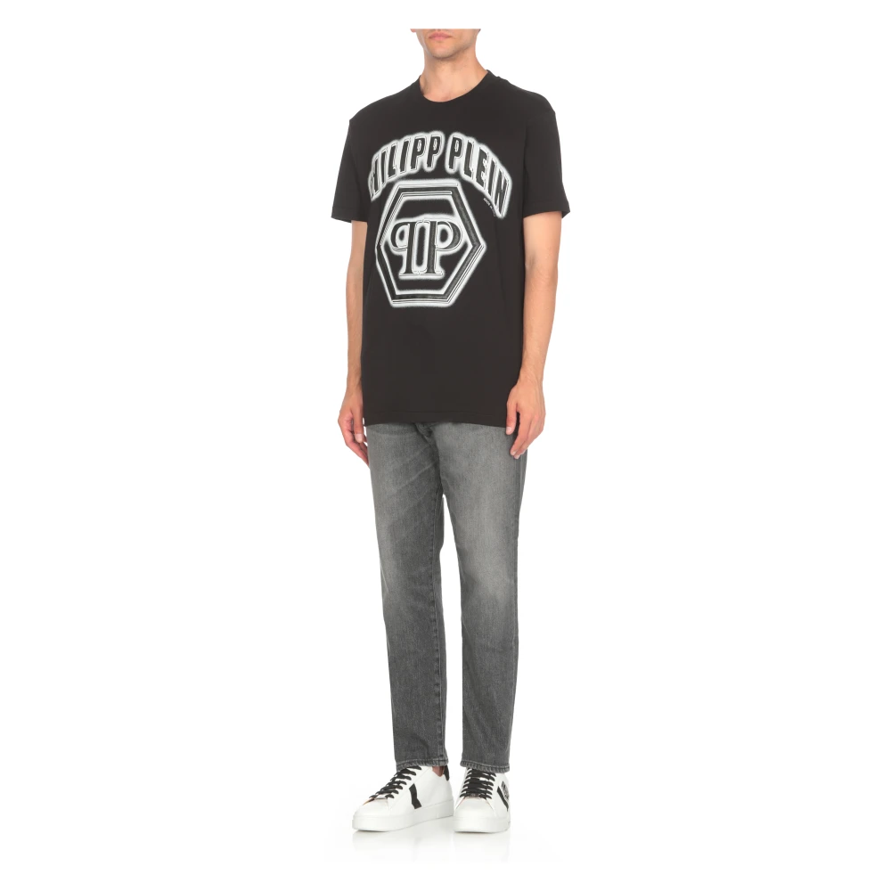 Philipp Plein Zwart Crew Neck T-shirt met Print Black Heren