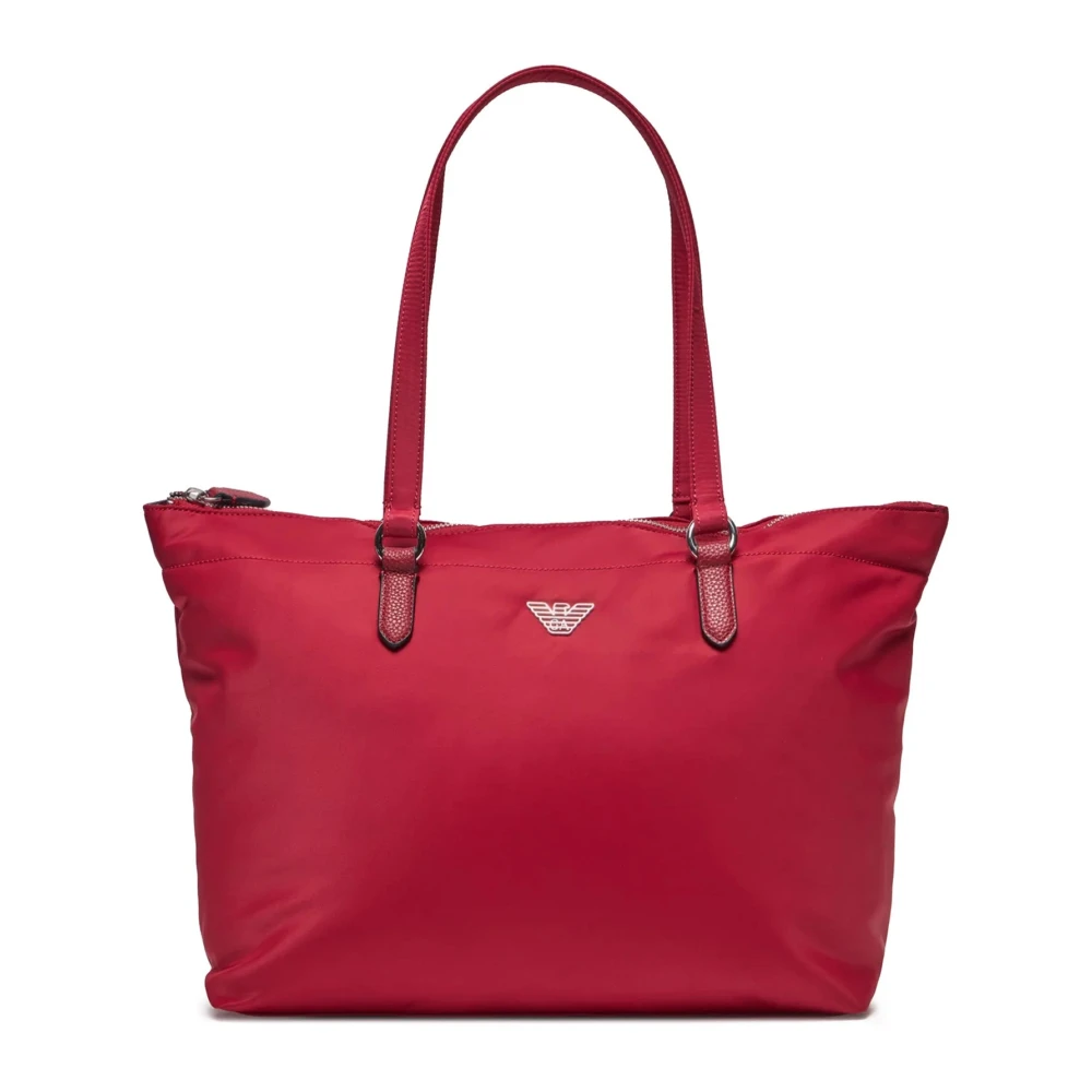 Emporio Armani Nylon tas met adelaarplaatje Red Dames