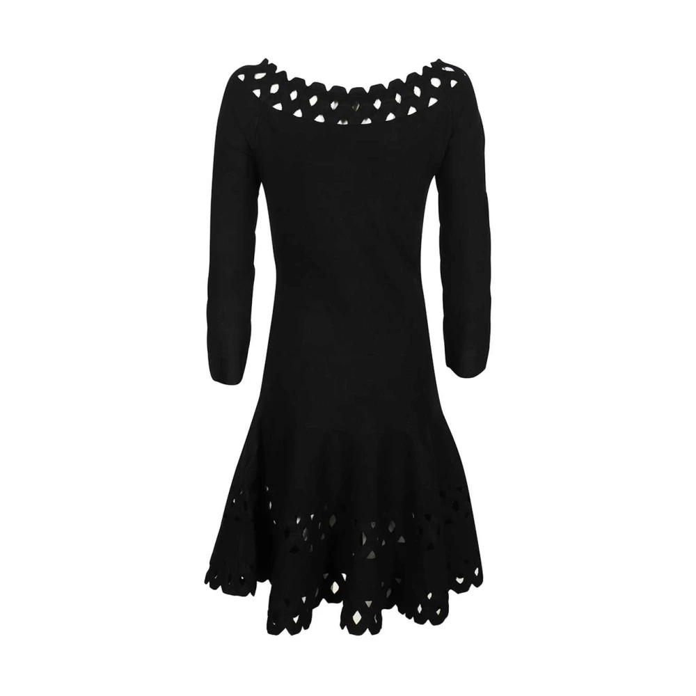 Emporio Armani Openwork Gebreide Mini Jurk Black Dames