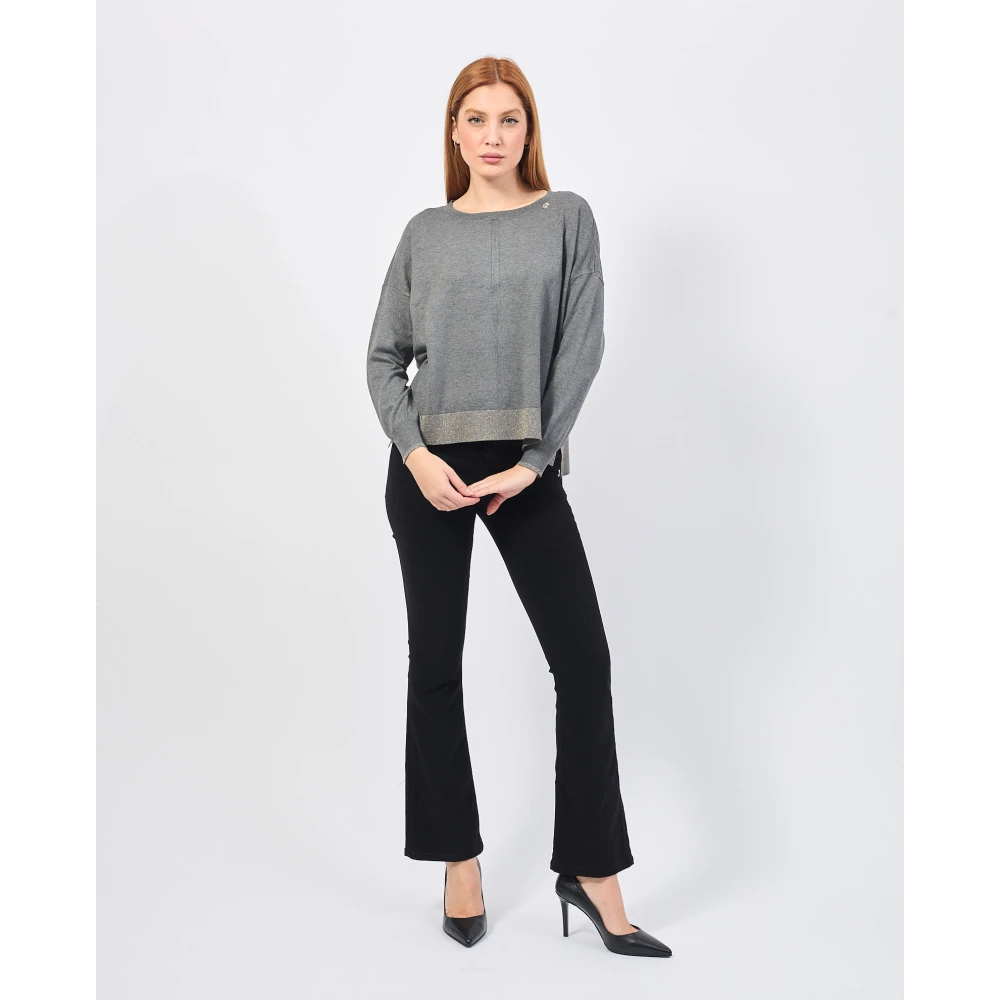Gaudi Grijze Gebreide Boothals Trui Gray Dames
