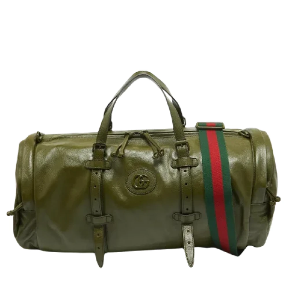 Gucci Vintage Pre-owned Leather travel-bags Green Heren