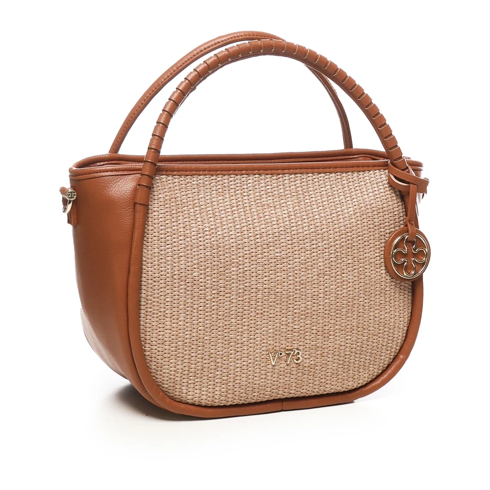 V73 Kastanje Rits Handtas met Logo Brown Dames