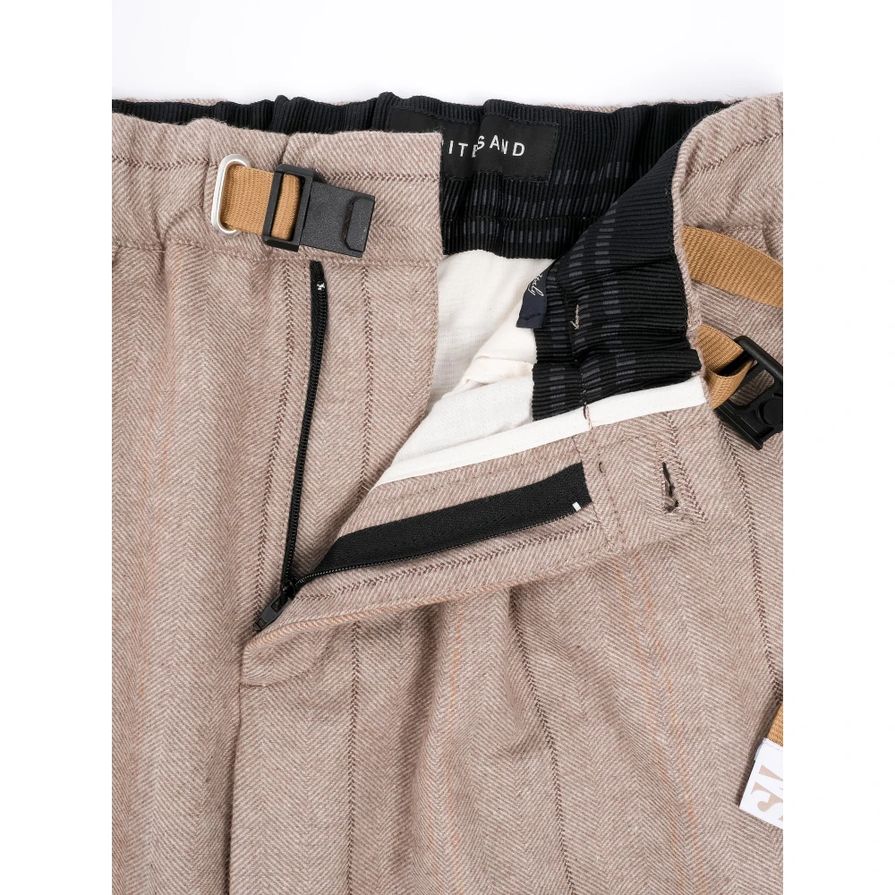 White Sand Wol Herringbone Broek Beige Heren