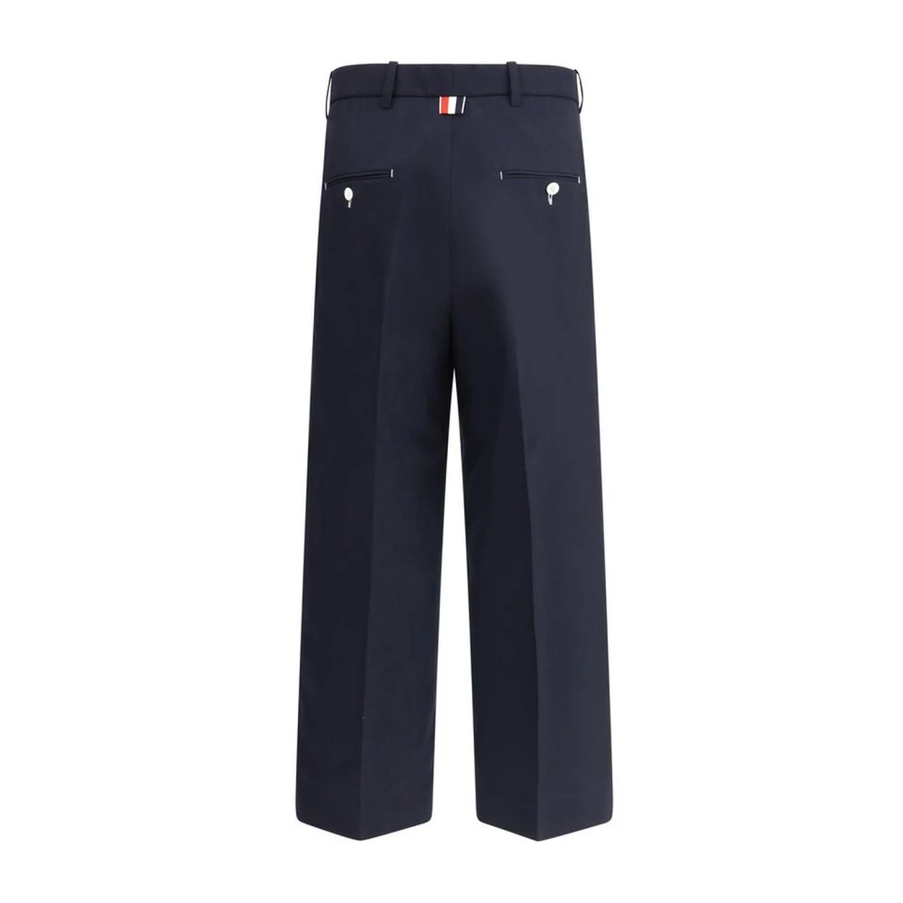 Thom Browne Elegante wollen broek met witte stiksels Blue Dames