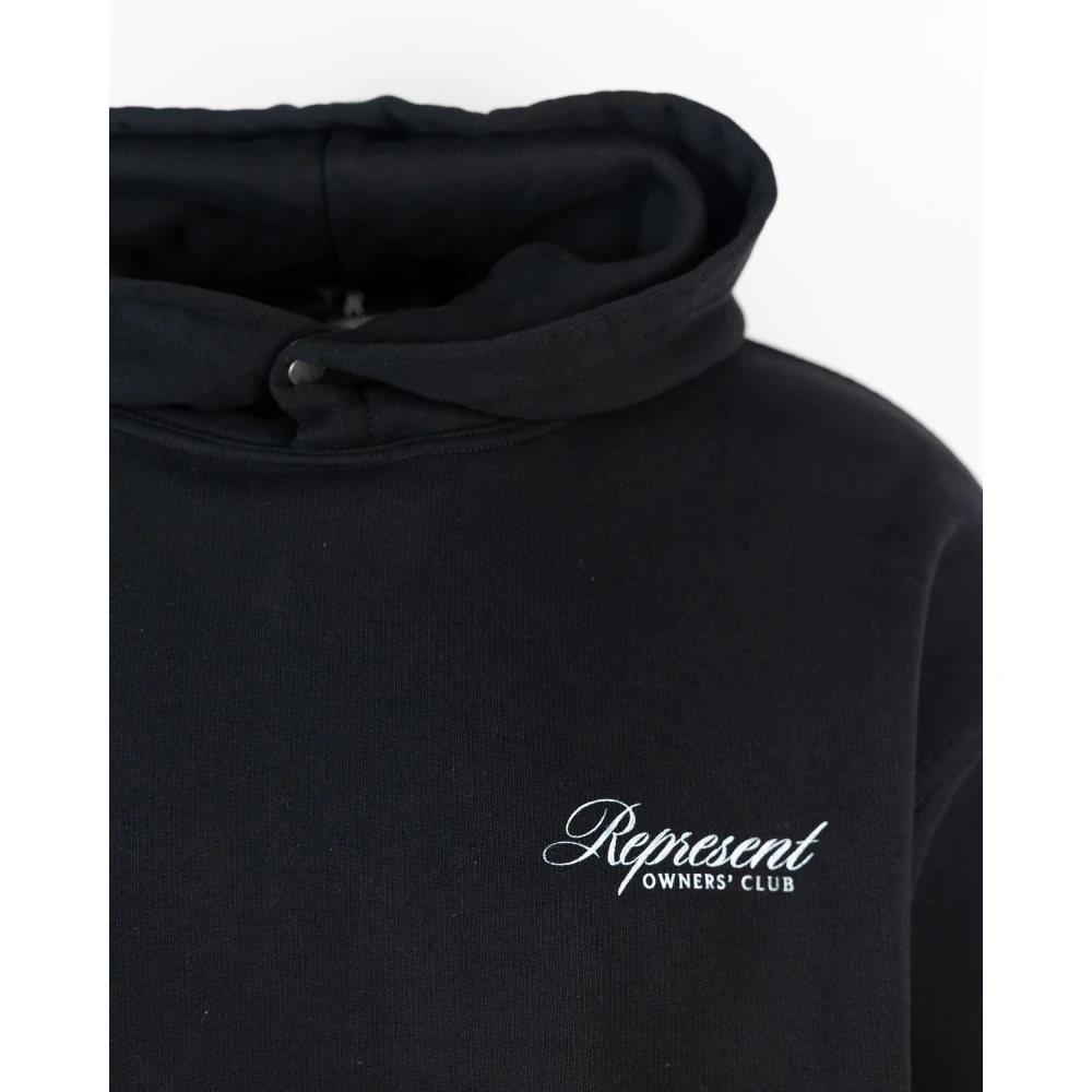 Represent Zwarte Hoodie Oversized met Knoop Print Black Heren