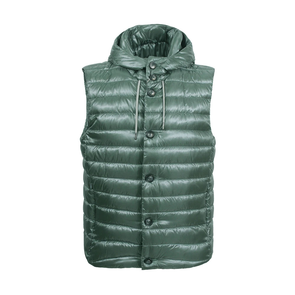 Herno Mouwloze capuchonjas met drukknoopsluiting Green Heren