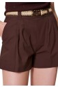 bruine-poplin-stretch-shorts-met-bicolor-riem