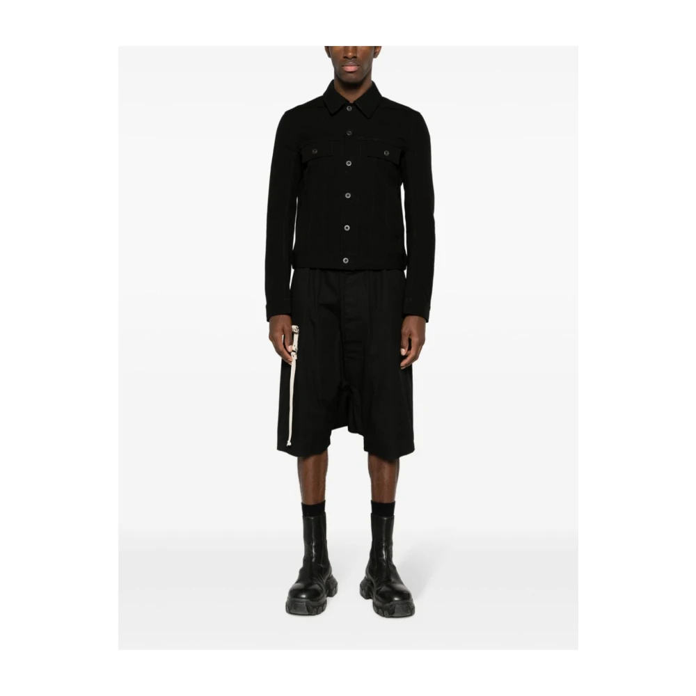 Rick Owens Zwarte Katoenen Drill Jas Black Heren