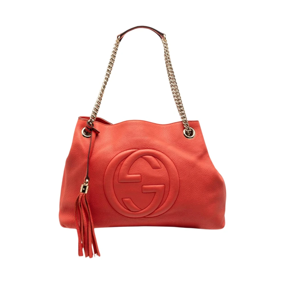 Gucci Vintage Women's Orange Vintage Shoulder Bags, One Size, Pre-Owned Tote Bag With Chain Straps