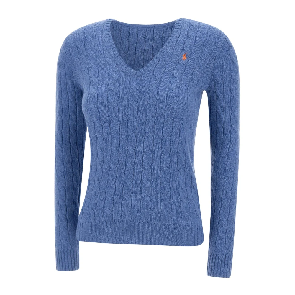 Polo Ralph Lauren Blauwe Wol Kasjmier Pullover Sweater Blue Dames