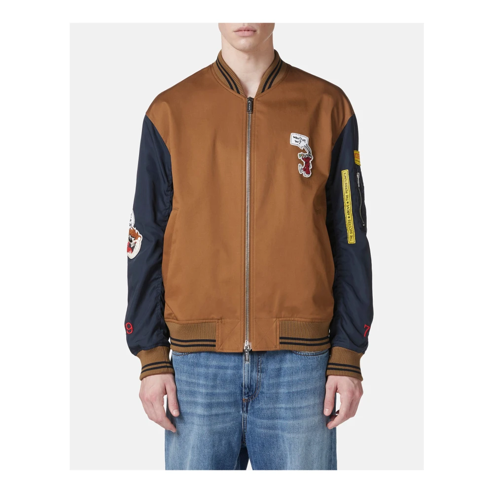 Iceberg Bruin en blauw regular fit jack in keperstof met contrasterende mouwen Multicolor Heren