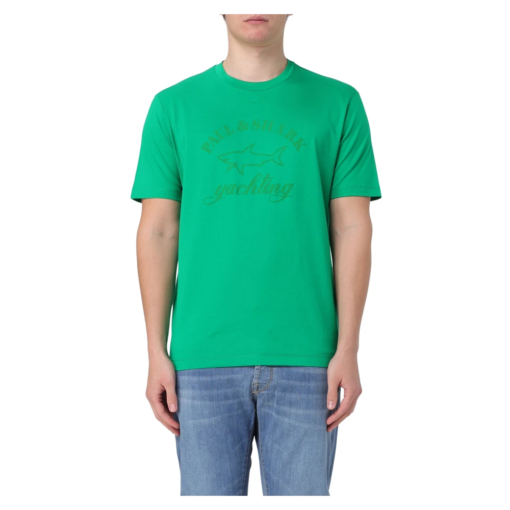 PAUL & SHARK Katoenen T-Shirt Klassieke Stijl Green Heren