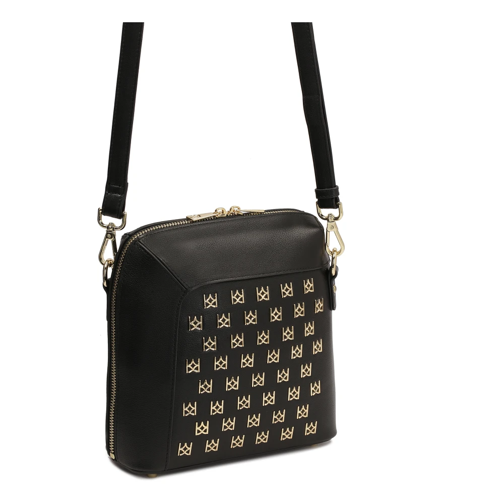 Kazar Zwarte handtas met metalen monogrammen Black Dames