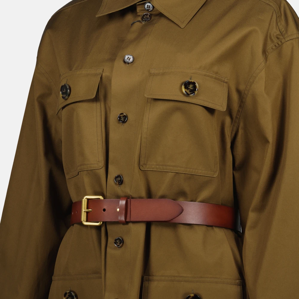 Saint Laurent Bruine Khaki Overhemdjurk Brown Dames