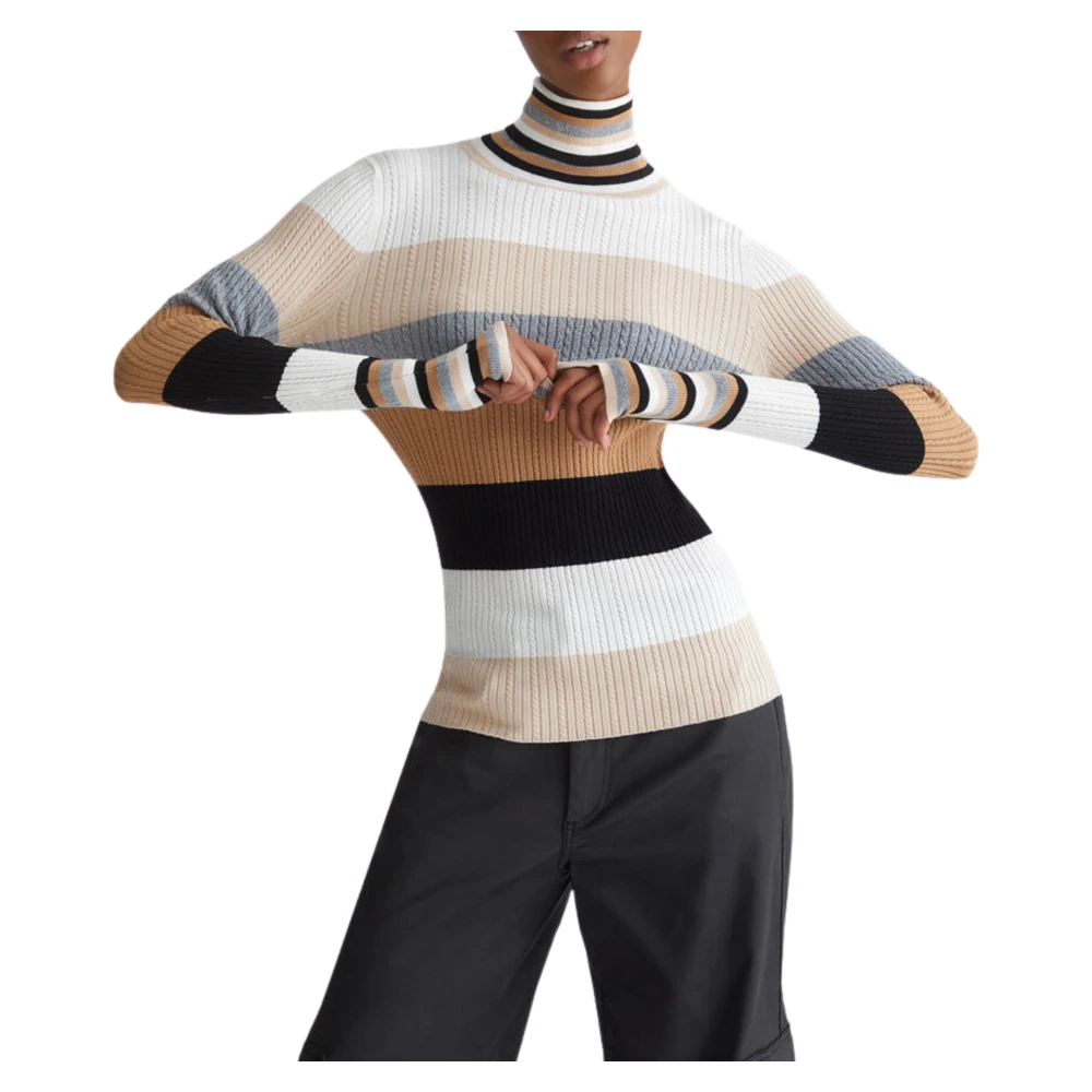 Liu Jo Gestreepte Lurex Trui in Grijs Multicolor Dames