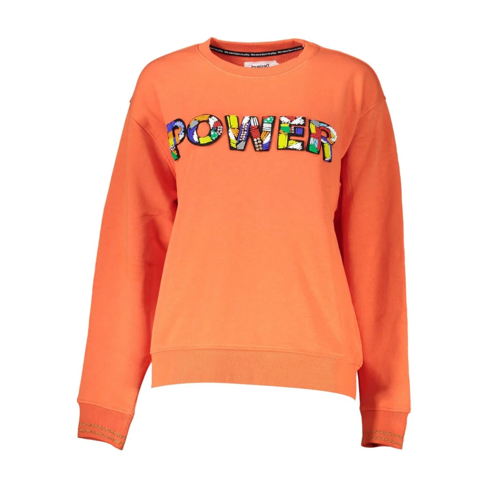 Desigual Orange Sweatshirts, Female, 2XL, Cotton Crewneck Sweatshirt