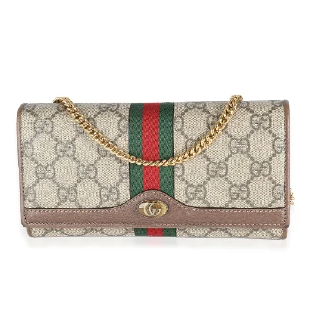 Gucci Vintage Pre-owned Coated canvas wallets Beige Dames