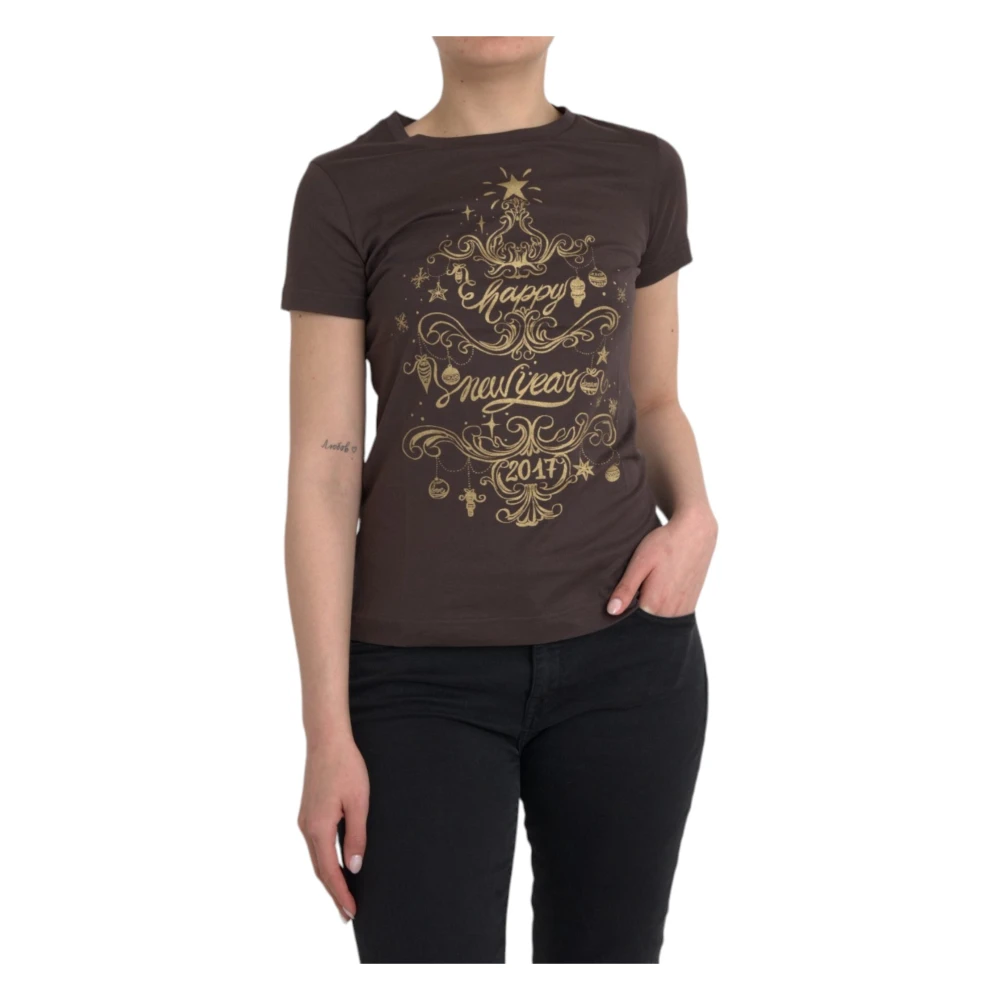 Dolce & Gabbana Mujer Marrón - Camiseta Con Estampado Gráfico 2017 - Tops - M