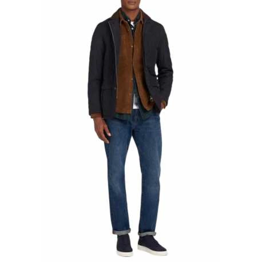 Barbour Navy Gewatteerd Jack Hoge Kraag Achtersplitten Blue Heren