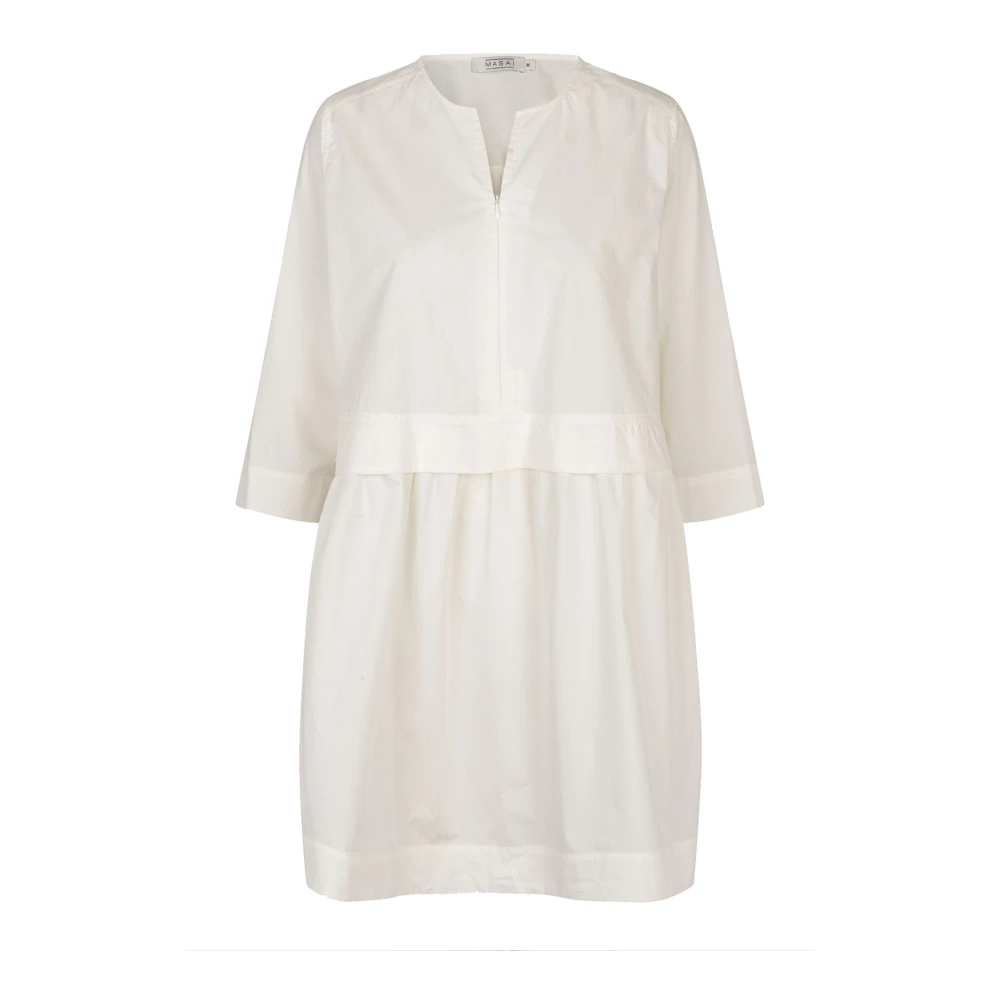 Masai Knisperend Witte Tuniek met Rits Detail Beige Dames
