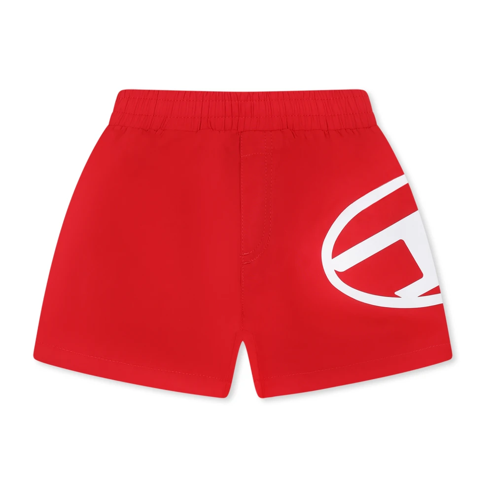 Diesel Boys Red Swim Shorts With Logo Detail Medium