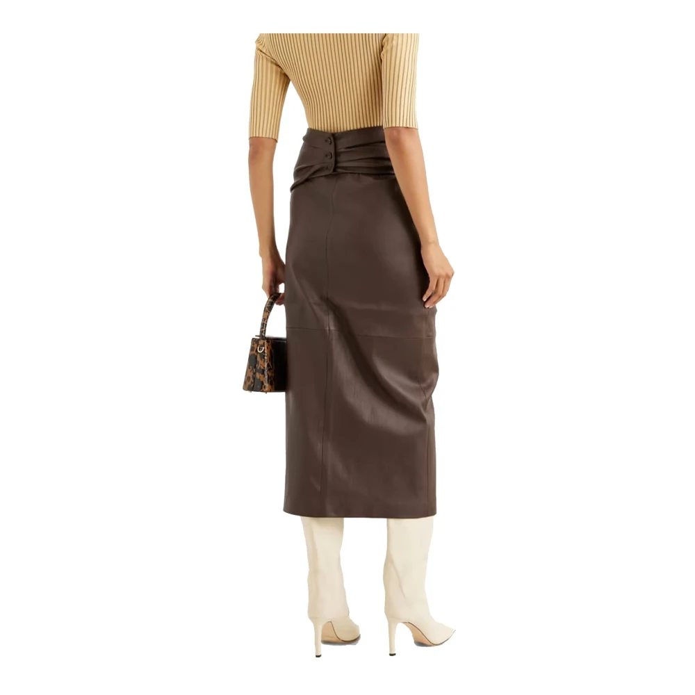 BRUNELLO CUCINELLI Leren rok met dubbele rij knopen Red Dames