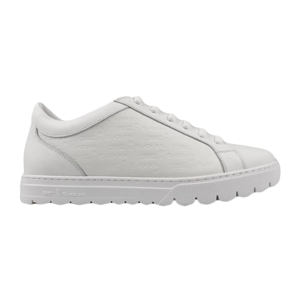 Kiton Sneakers Regular Solid 100% Handmade Heren Schoenen Wit