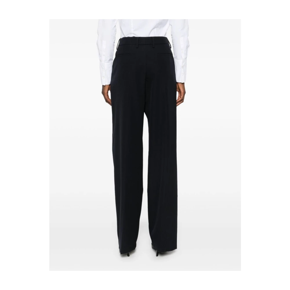 Prada Blauwe Wollen Broek Elegant Chic Broche Blue Dames