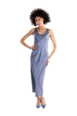 Abito smanicato in double satin