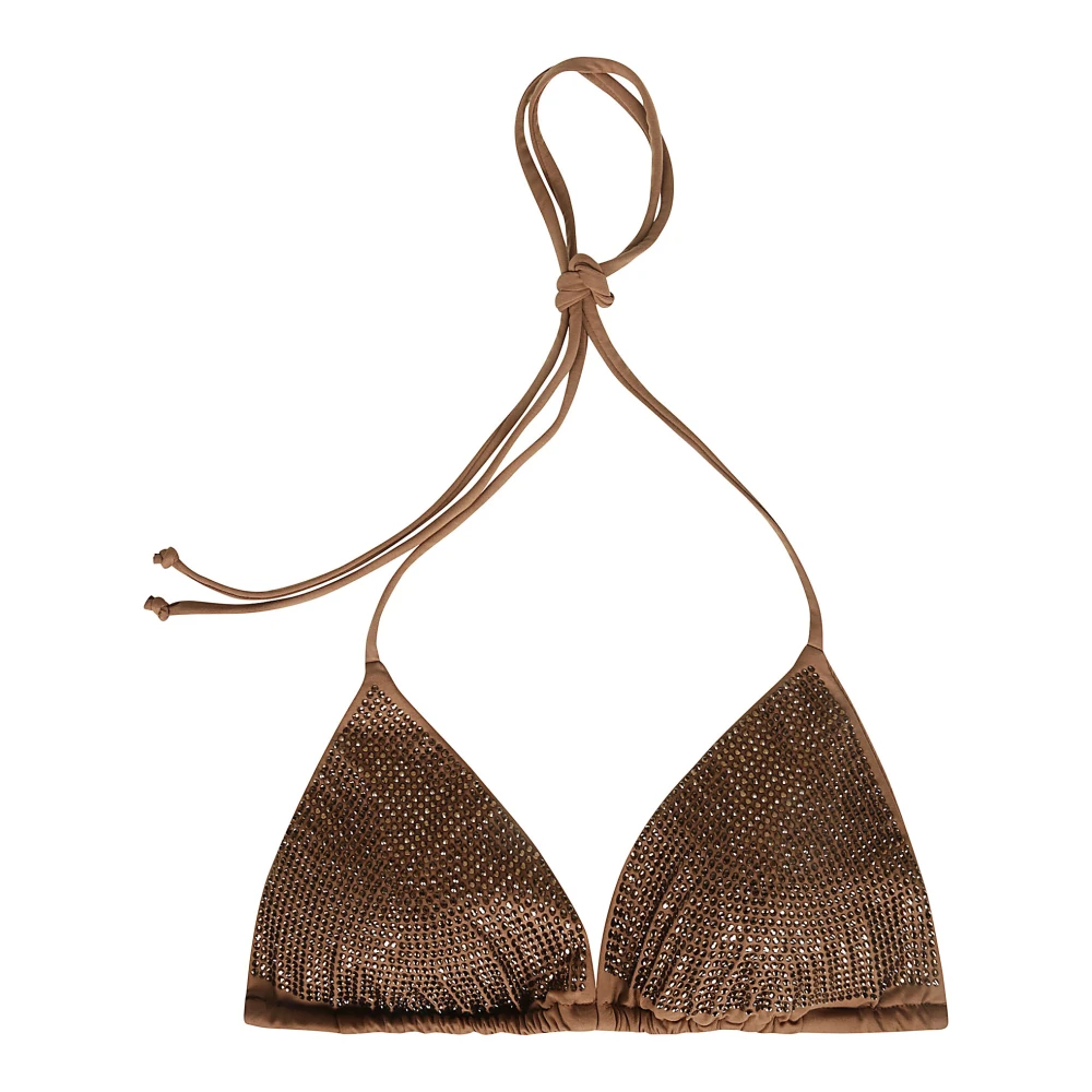 MC2 Saint Barth Paillet Bikini Top met Vetersluiting Brown Dames