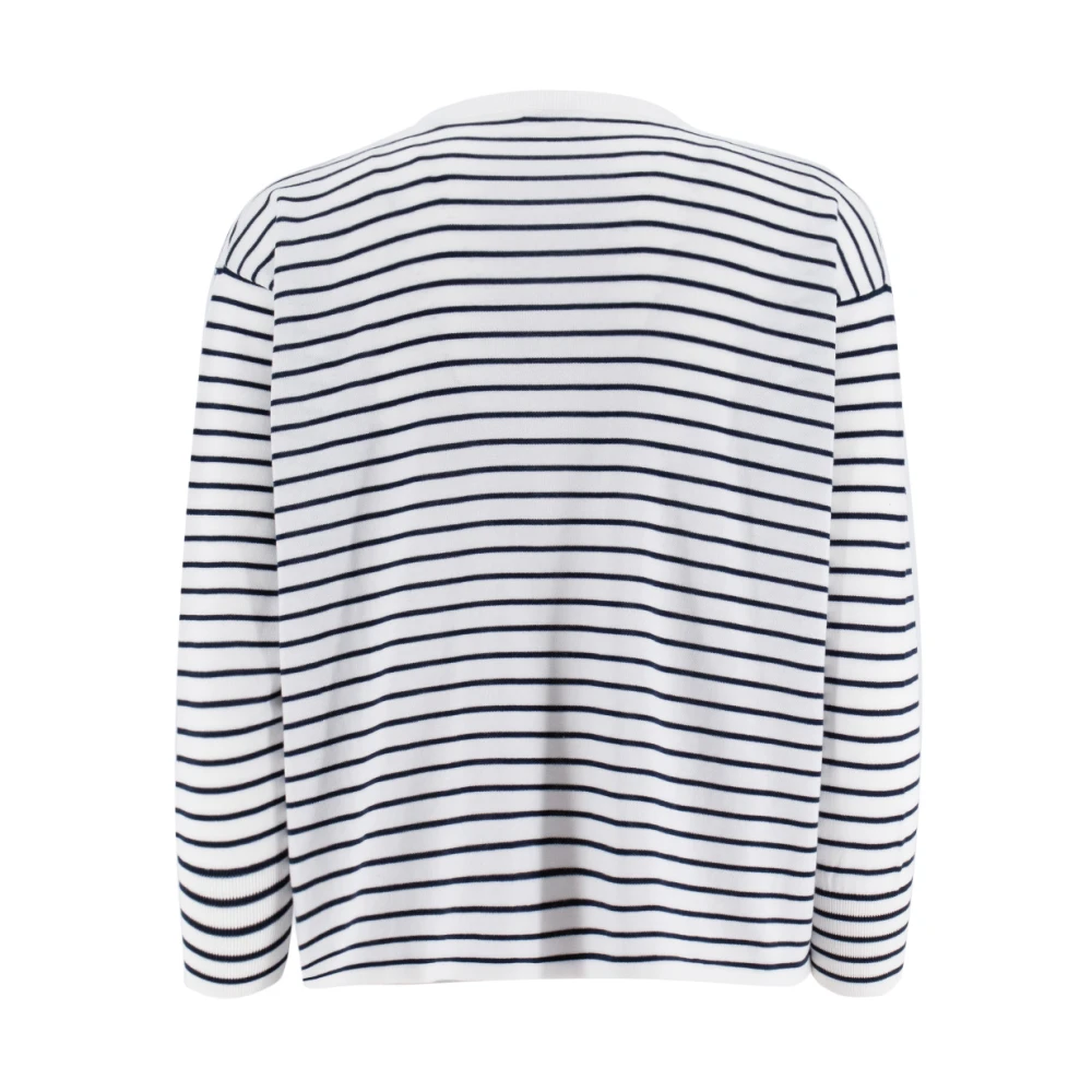 Aspesi Gestreepte Katoenen Crewneck Sweater White Dames