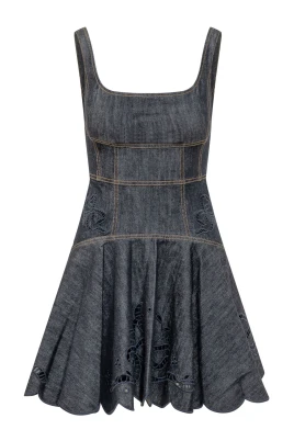 Denim Bow Mini Klänning