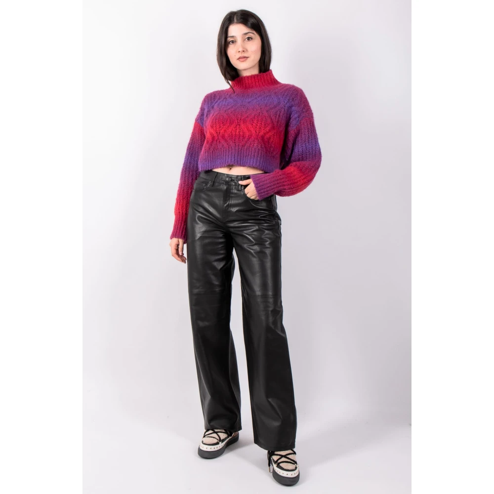 drykorn Zwarte leren broek Black Dames