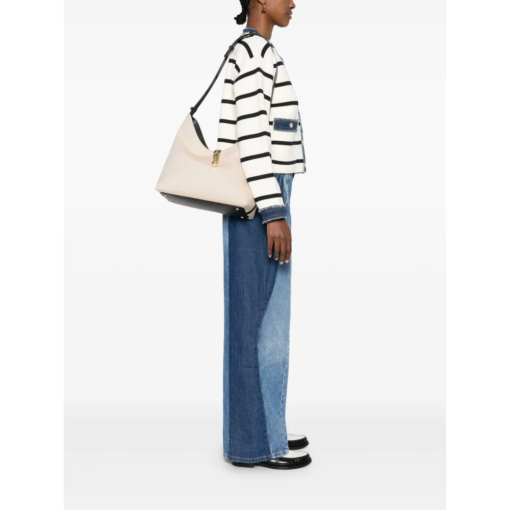 Furla Zwarte Natuurlijke Hobo Tas Beige Dames