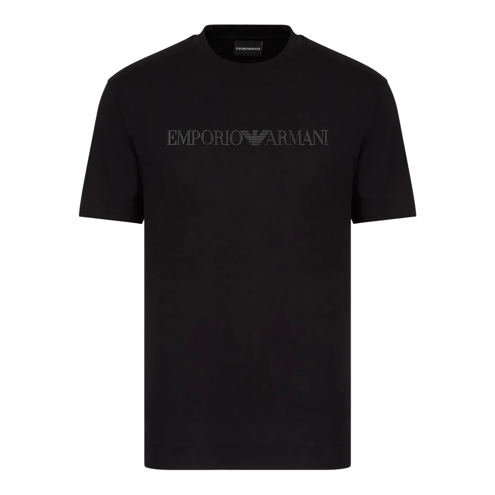 Emporio Armani Tencel Logo Print T-Shirt Black Heren