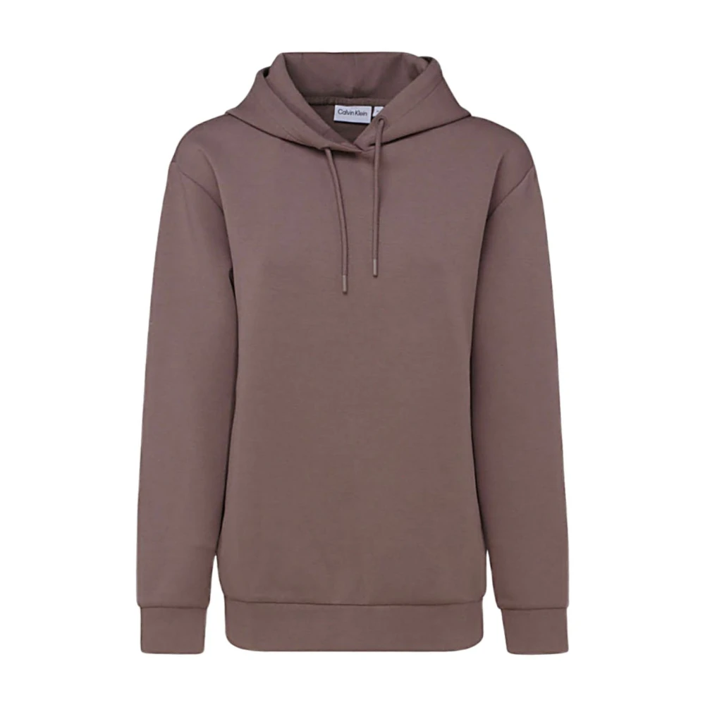 Calvin Klein Minimal Logo Scuba Hoodie för Kvinnor Brown, Dam