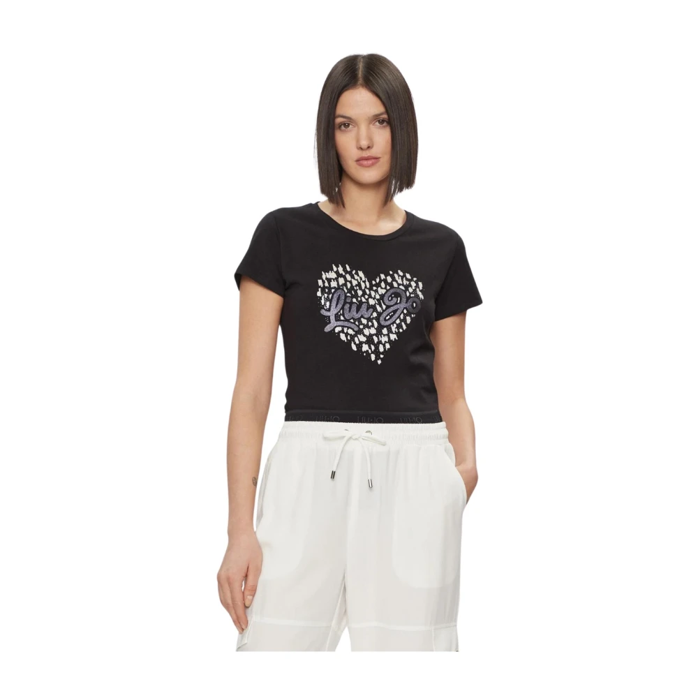 Liu Jo Women's Black T-Shirts, Xs, Short-Sleeve Cotton T-Shirt