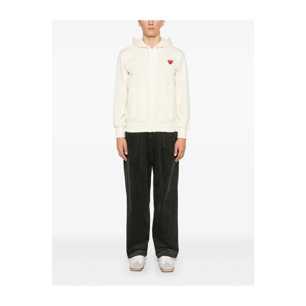 Comme des Garçons Crème Logo Hoodie met Rits Beige Heren