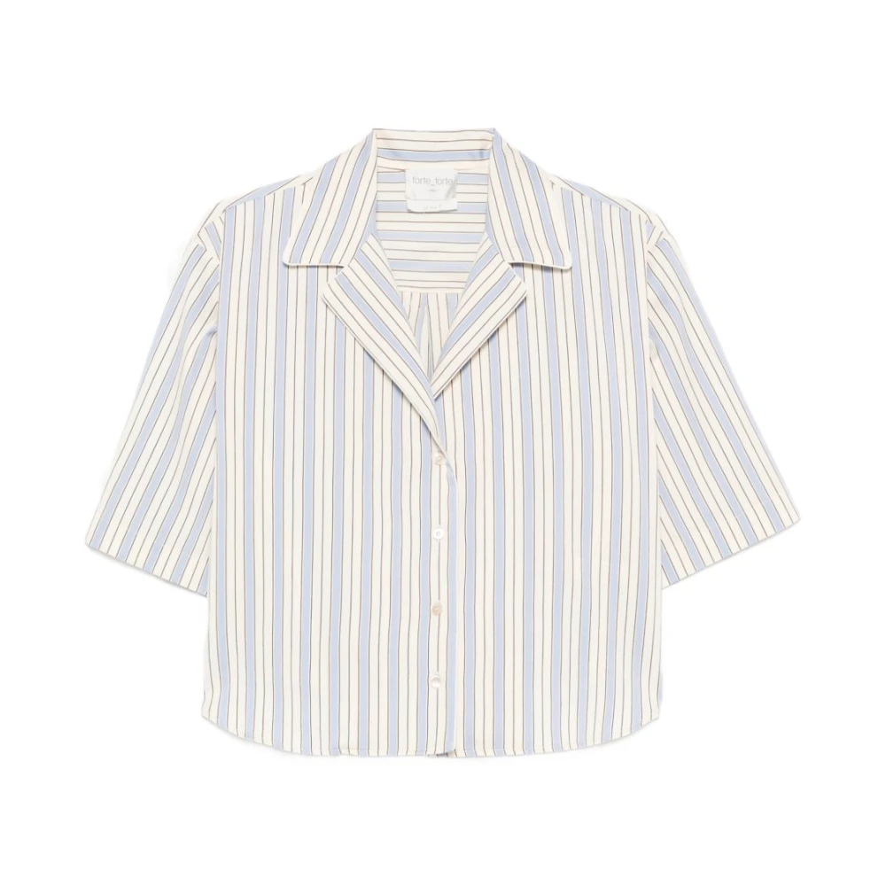 Forte Forte , Shirts, Female, Multicolor, M, Short-Sleeved Pinstripe Shirt
